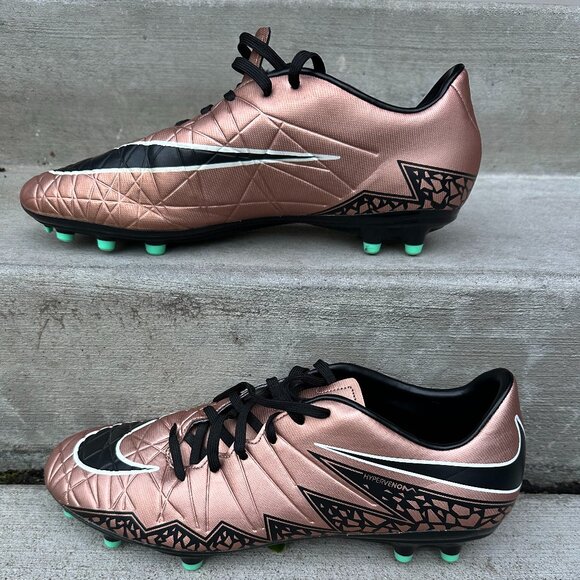 Nike Hypervenom Phelon II Men's 11 Metallic Red Bronze/Green Glow Soccer Cleats - Picture 1 of 7